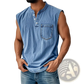 Men's Slim Fit Sleeveless Denim Henley Shirt
