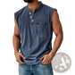 Men's Slim Fit Sleeveless Denim Henley Shirt