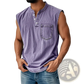 Men's Slim Fit Sleeveless Denim Henley Shirt