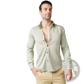 Men's Slim Fit Stretch Satin Long Sleeve Dress Shirt
