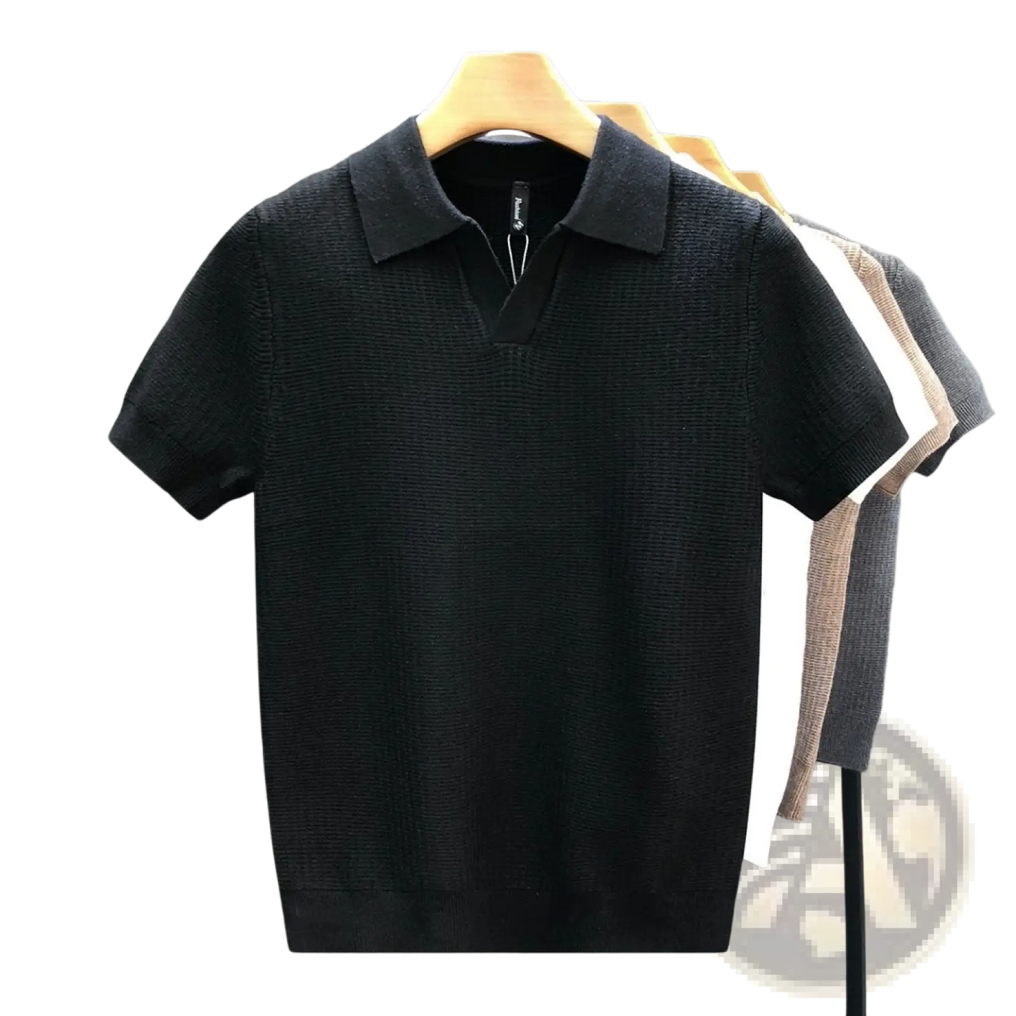 Men's Slim Fit Textured Knit Summer Polo Shirt