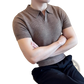 Men's Slim Fit Textured Knit Summer Polo Shirt