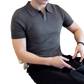 Men's Slim Fit Textured Knit Summer Polo Shirt