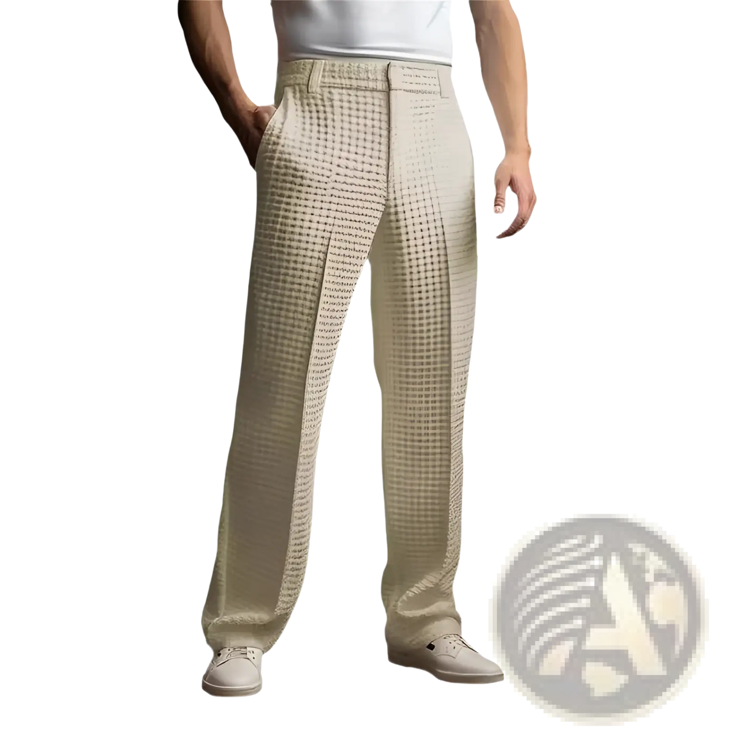 Men's Slim Fit Waffle Knit Straight Leg Business Trousers
