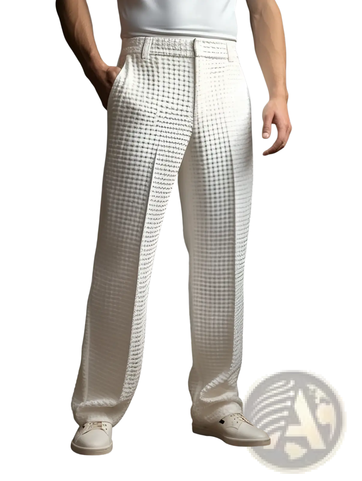 Men's Slim Fit Waffle Knit Straight Leg Business Trousers
