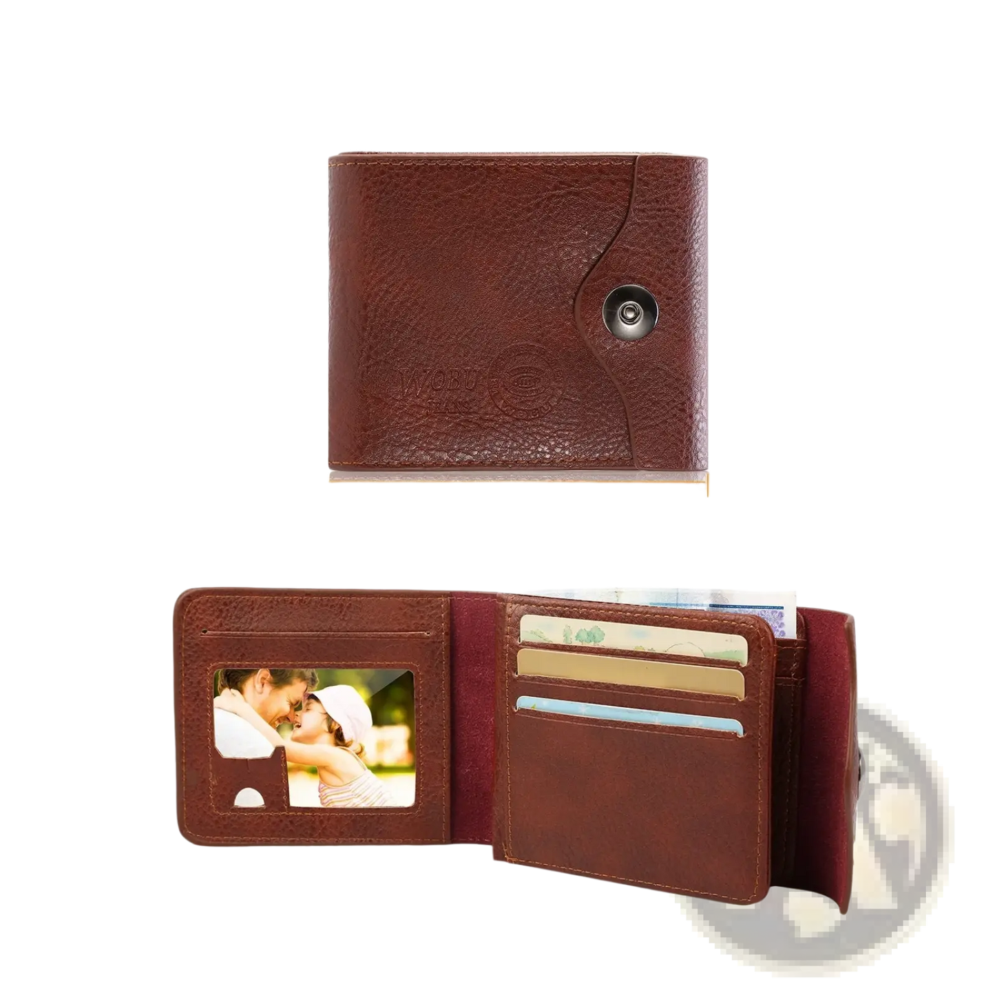 Men's Slim Rfid Blocking Brown Pu Leather Bifold Wallet