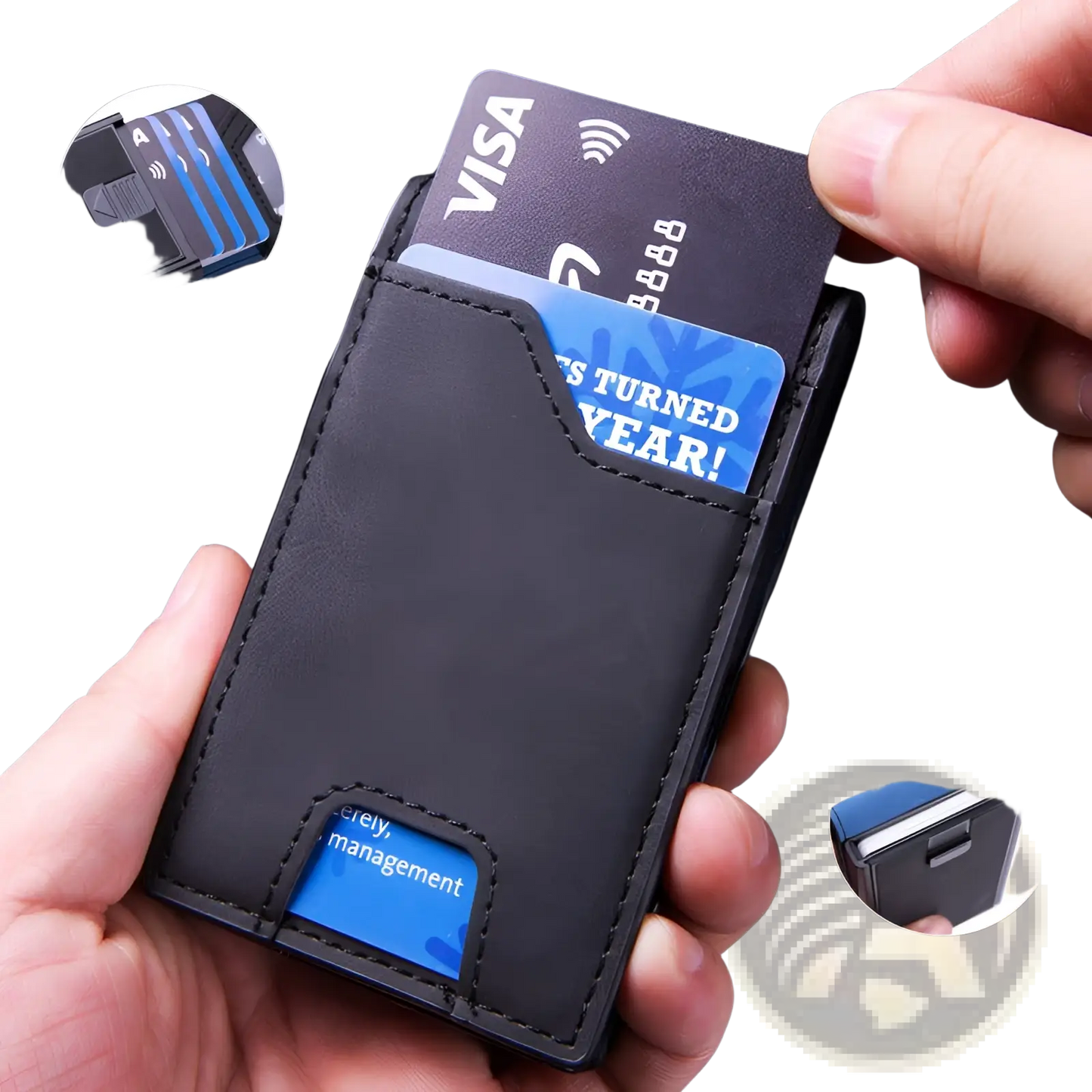 Men's Slim Rfid Blocking Pop Up Wallet with Money Clip