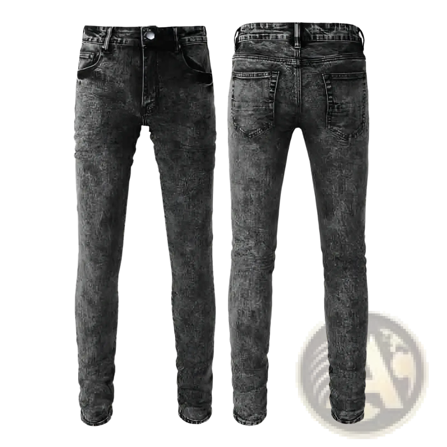 Men's Smoky Gray Slim Fit Distressed Retro Skinny Jeans
