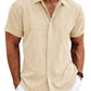 Men's Relaxed Fit Solid Linen Short Sleeve Shirt