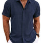 Men's Relaxed Fit Solid Linen Short Sleeve Shirt