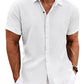 Men's Relaxed Fit Solid Linen Short Sleeve Shirt