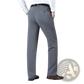 Men's Straight Leg Non-iron Stretch Formal Trousers with Belt