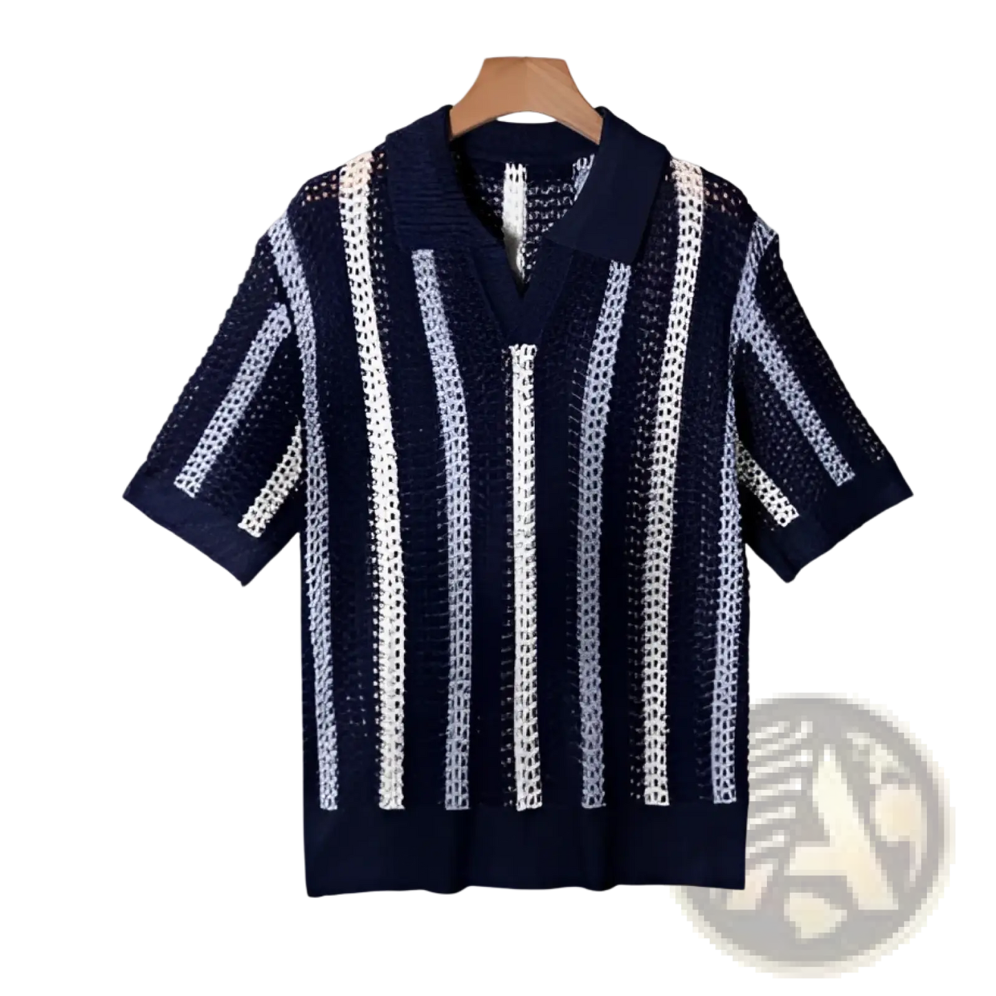 Men’s Striped Breathable Knit Summer Polo Shirt
