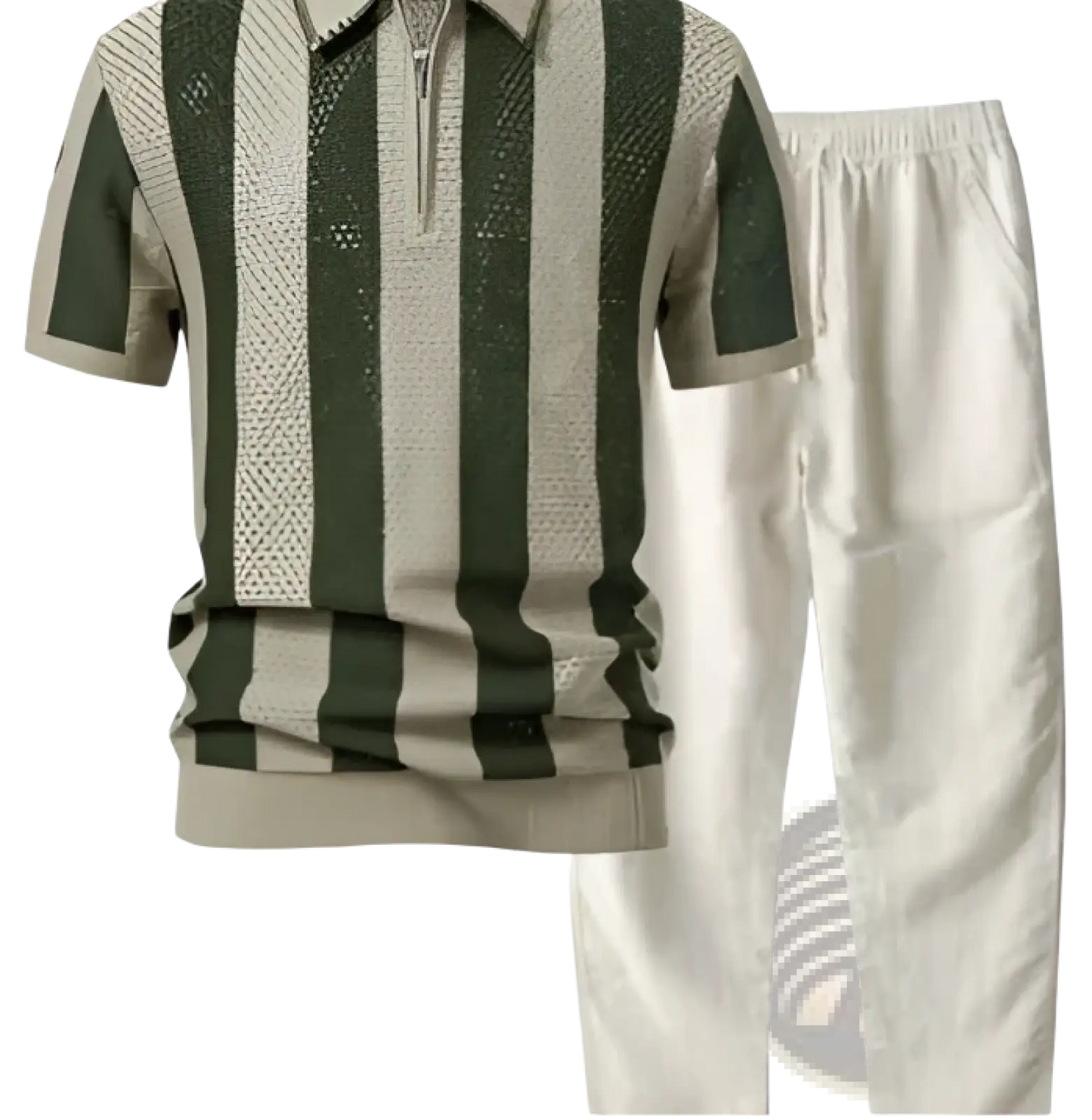 Men’s Striped Breathable Knit Summer Polo Shirt