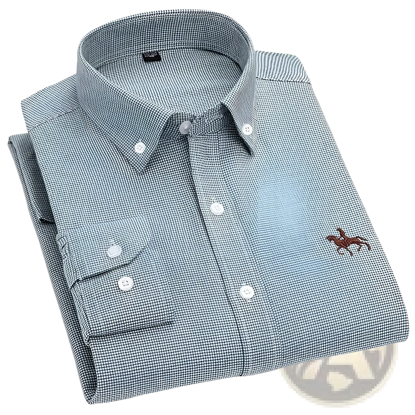 Men's Striped Cotton Embroidered Button Down Shirt