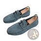 Men's Suede Loafers with Metal Buckle and Rubber Sole