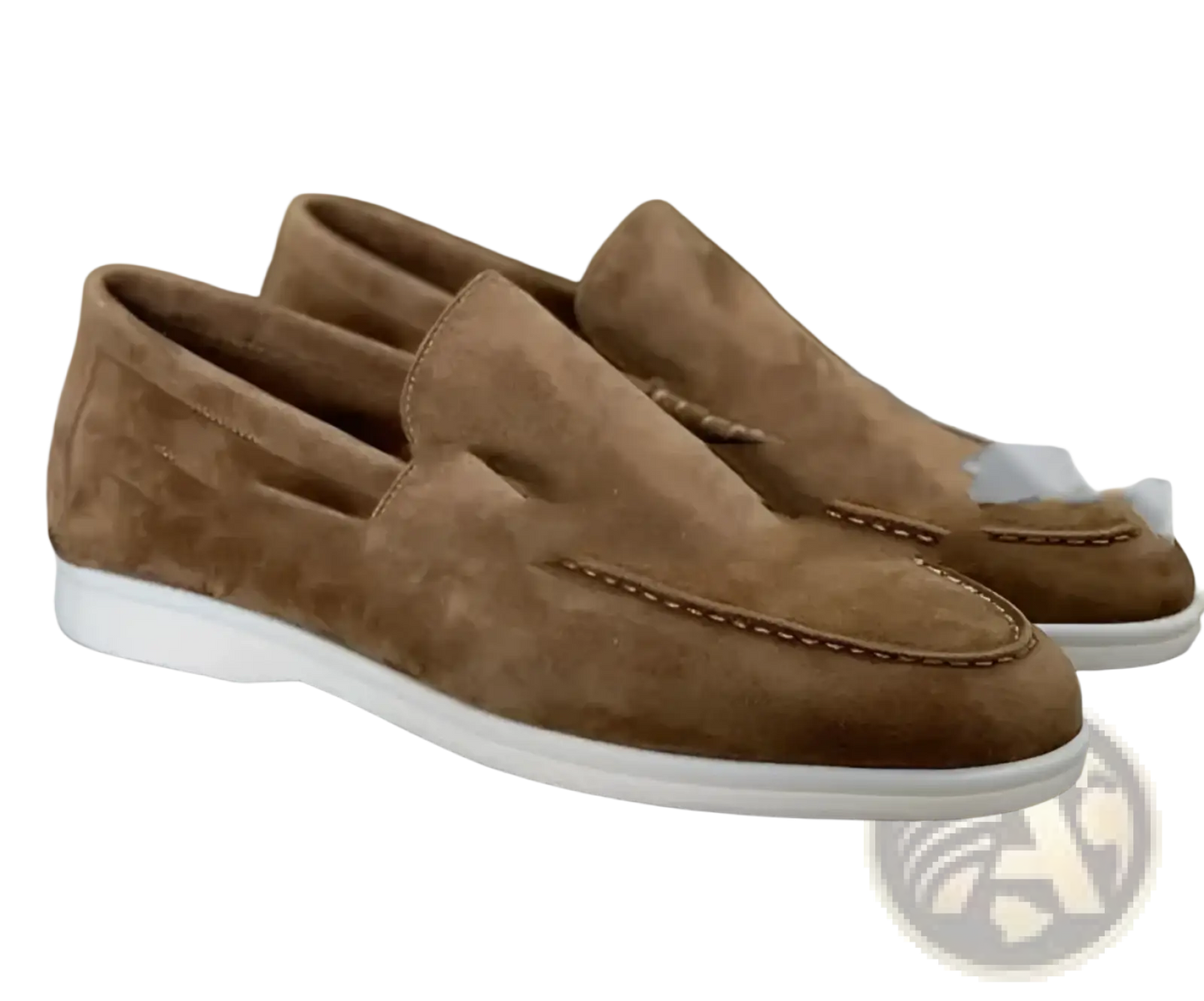 Men's Suede Loafers with White Rubber Sole Casual Shoes