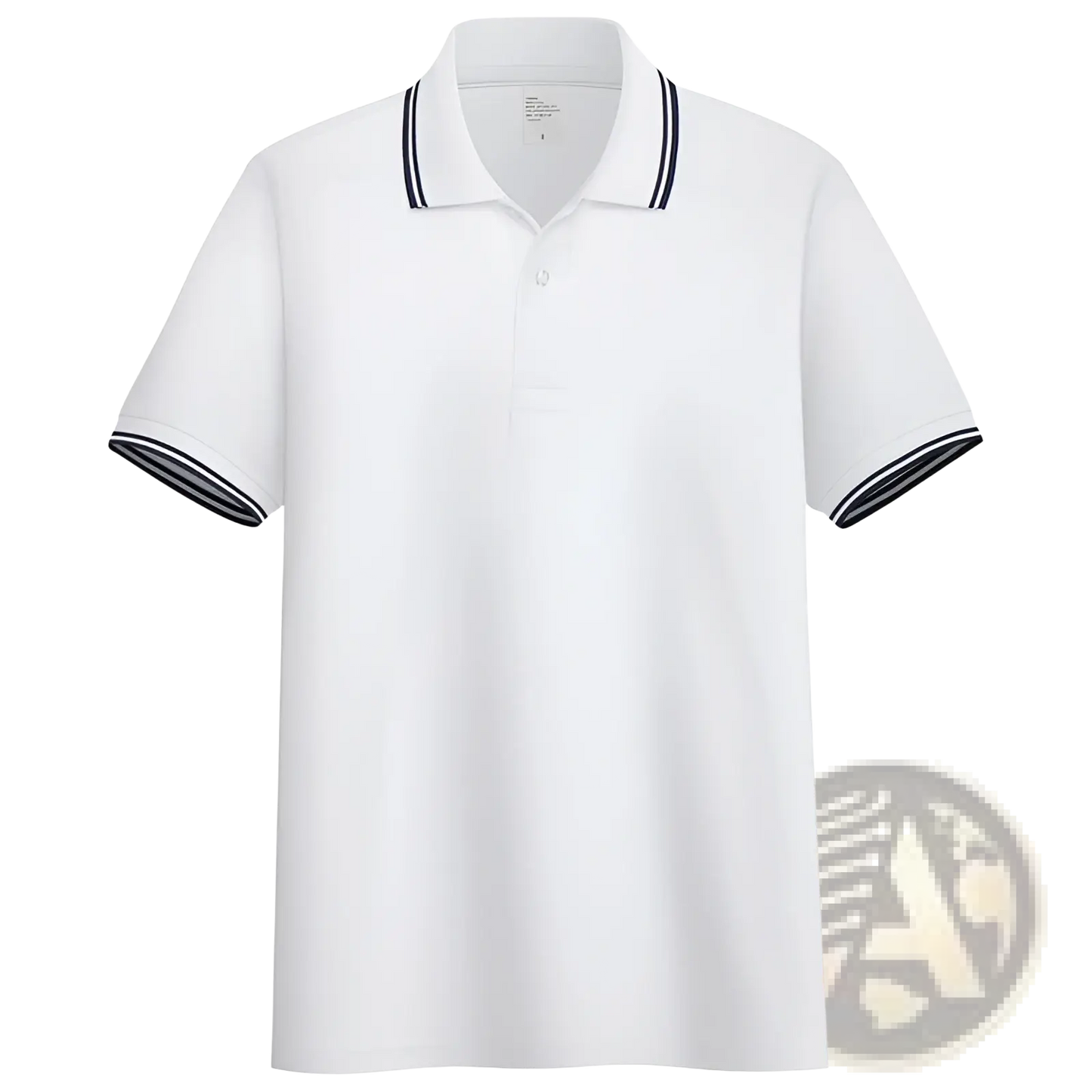 Men's Summer Striped Trim Stand Collar Polo Shirt