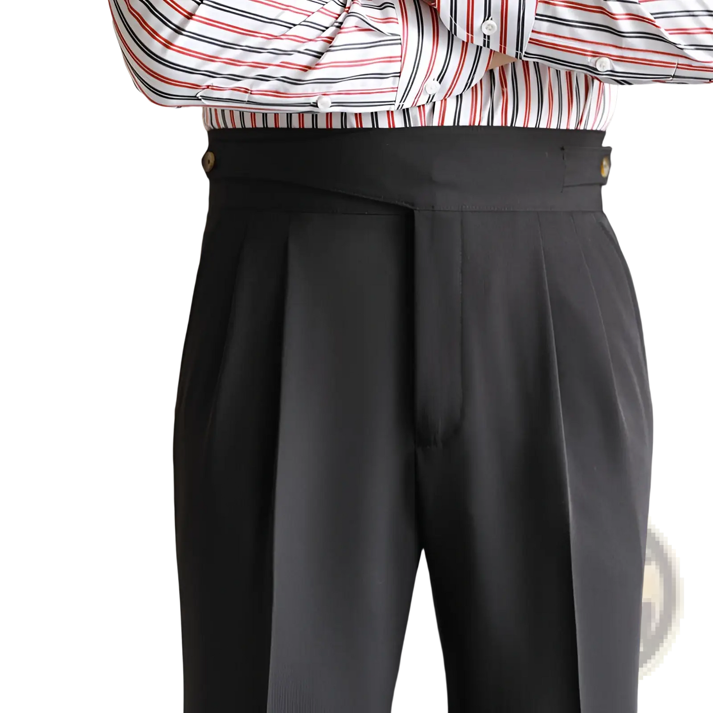 Men's Tailored Pleated Wool Straight Leg Trousers