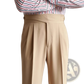 Men's Tailored Pleated Wool Straight Leg Trousers