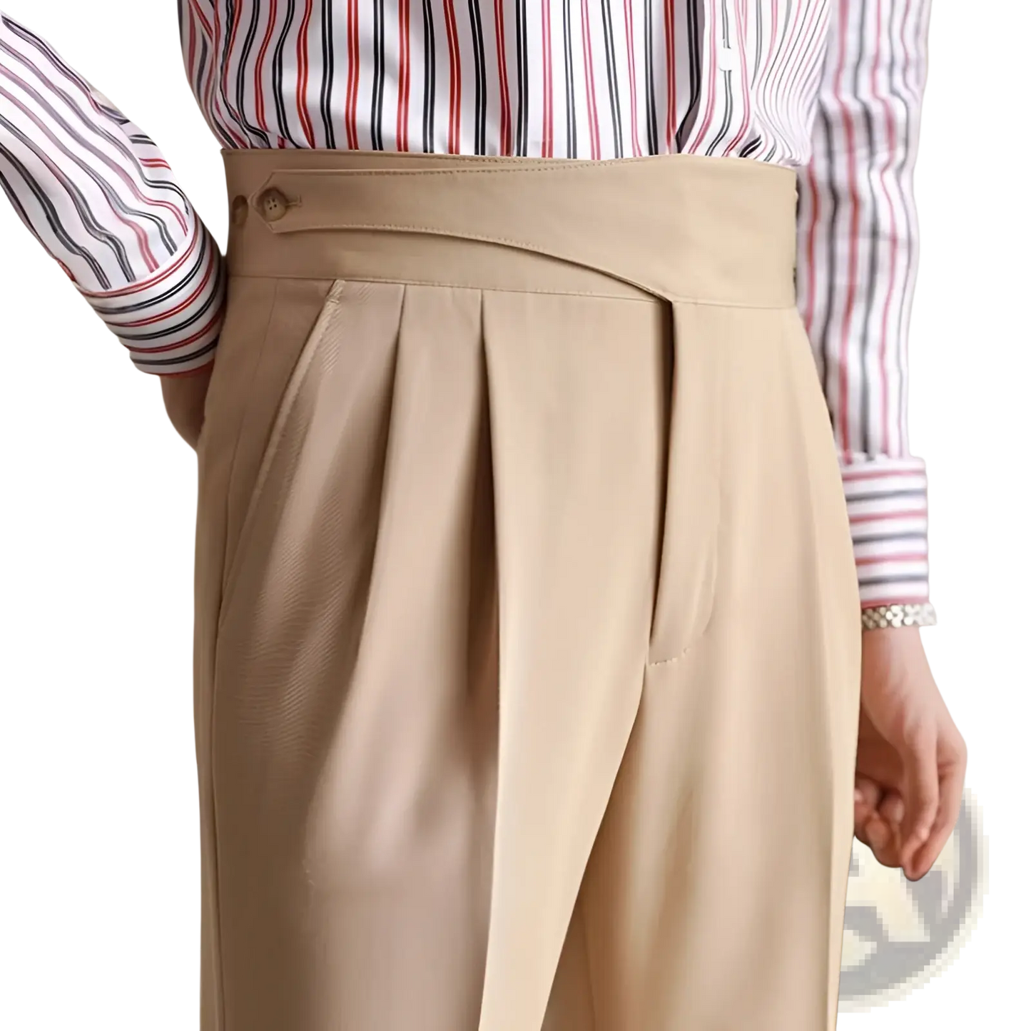 Men's Tailored Pleated Wool Straight Leg Trousers