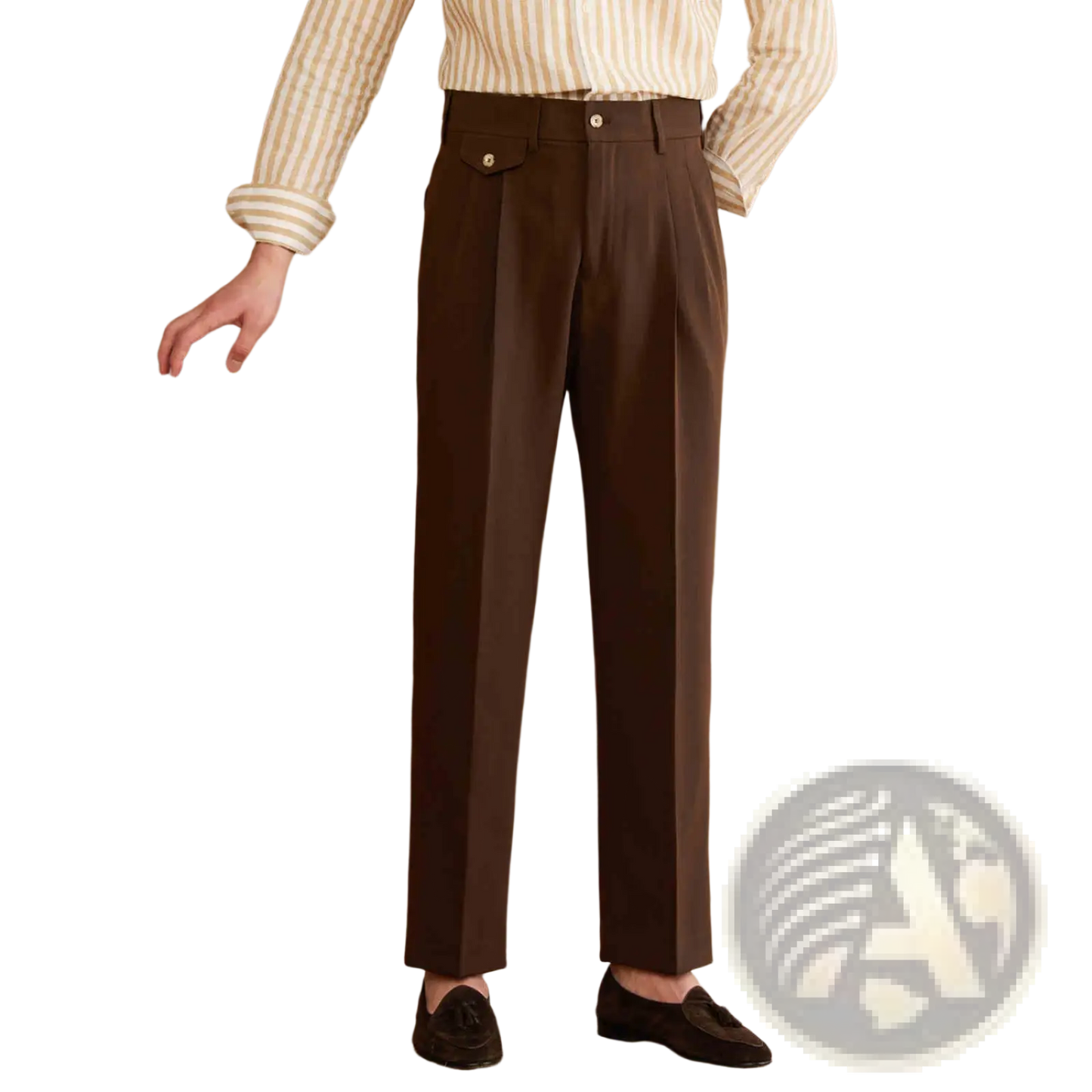 Men's Tailored Straight Leg Pleated Trousers