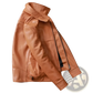Men's Tan Cowhide Leather Motorcycle Jacket