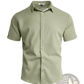 Men’s Textured Bamboo Linen Short Sleeve Button Down Shirt