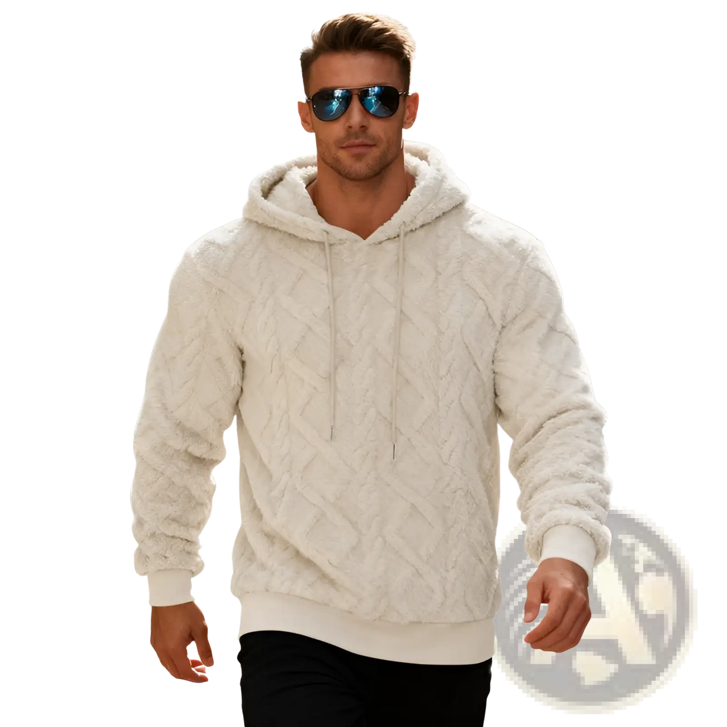 Men's Textured Fleece Lined Knit Hoodie