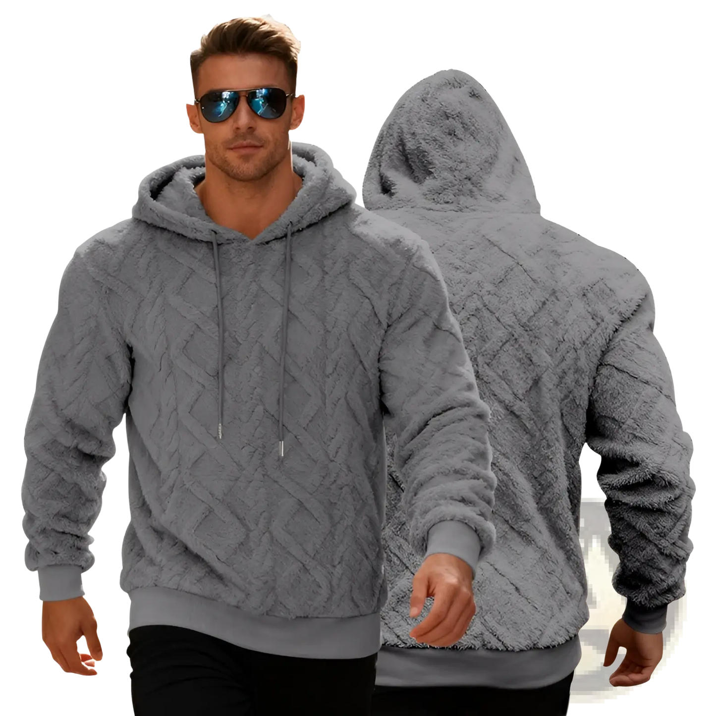 Men's Textured Fleece Lined Knit Hoodie