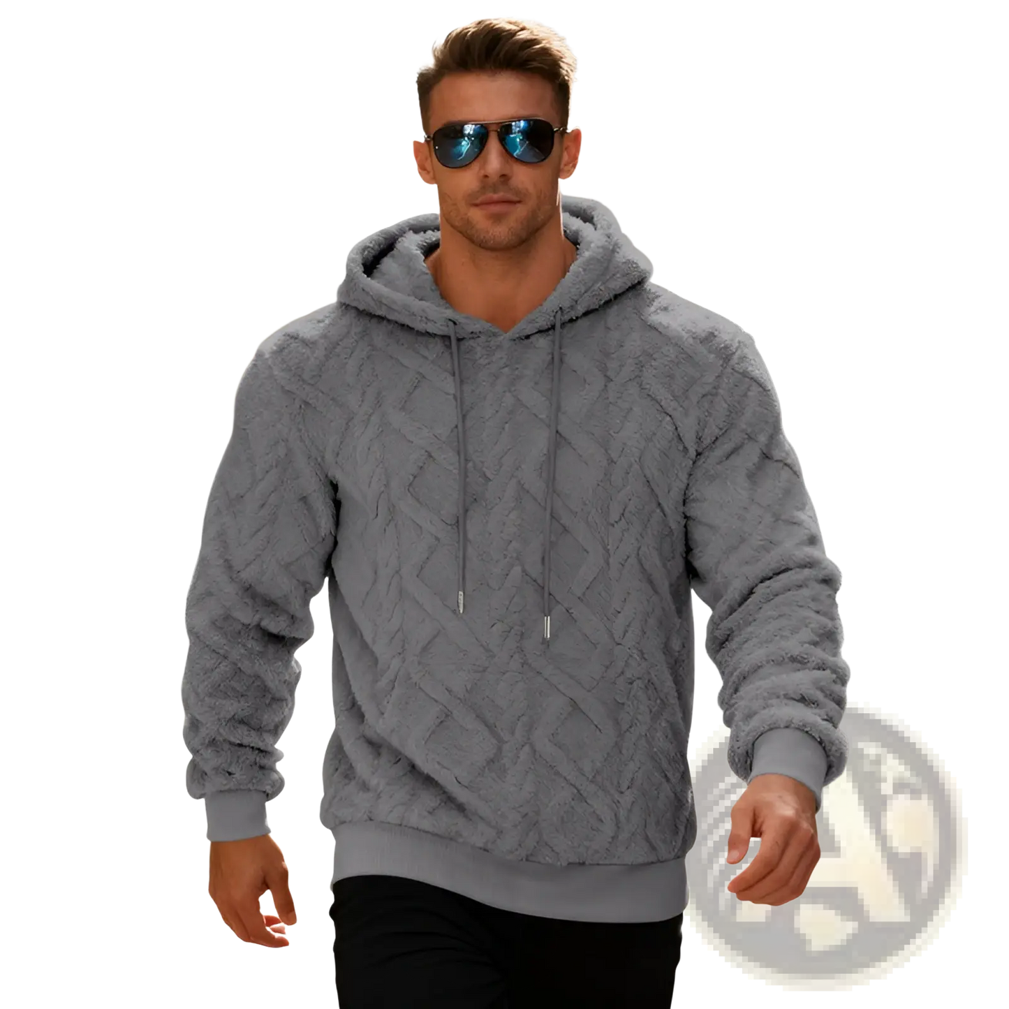 Men's Textured Fleece Lined Knit Hoodie