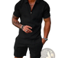 Men's Textured Polo and Shorts Coordinated Summer Set