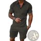 Men's Textured Polo and Shorts Coordinated Summer Set