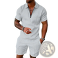 Men's Textured Polo and Shorts Coordinated Summer Set