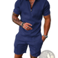 Men's Textured Polo and Shorts Coordinated Summer Set