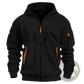 Men's Textured Sporty Zip Hoodie with Orange Accents