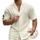 Men's Textured Wave Pattern Summer Shirt and Shorts Set