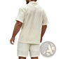Men's Textured Wave Pattern Summer Shirt and Shorts Set