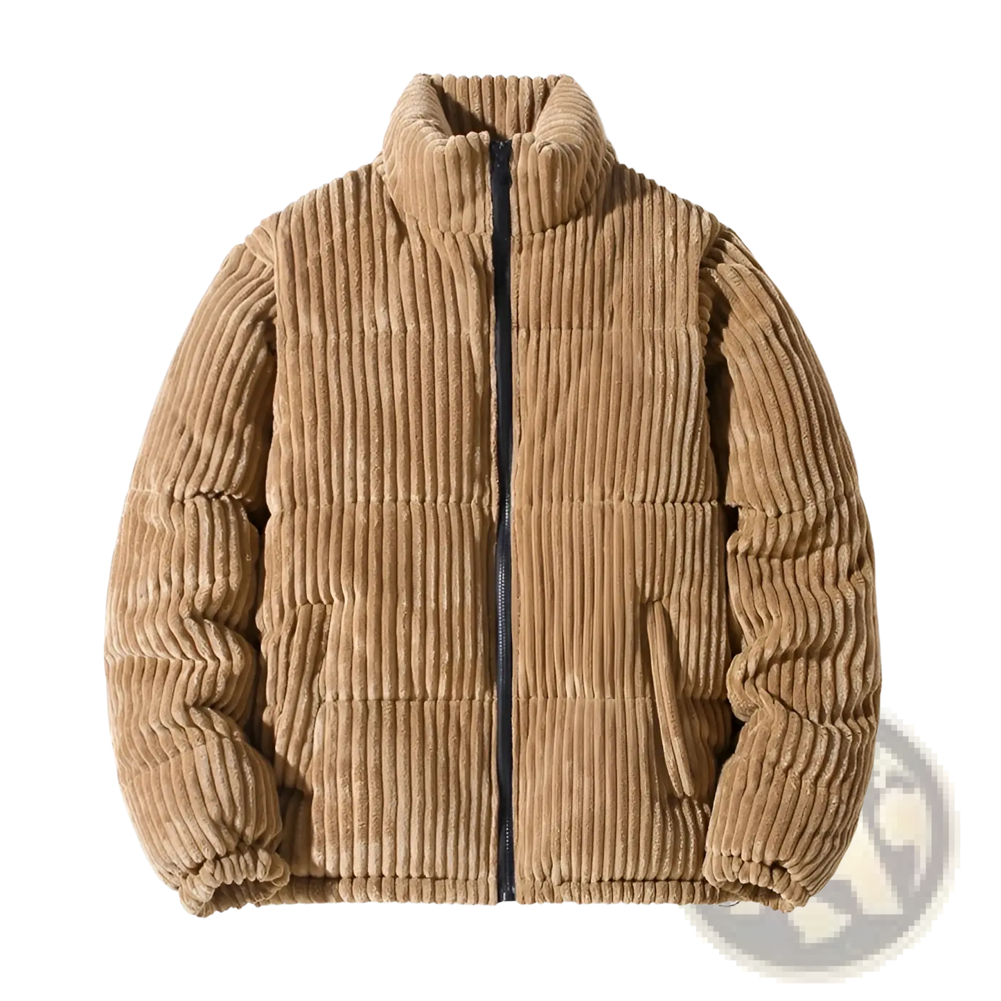 Men's Thickened Corduroy Puffer Jacket with High Collar