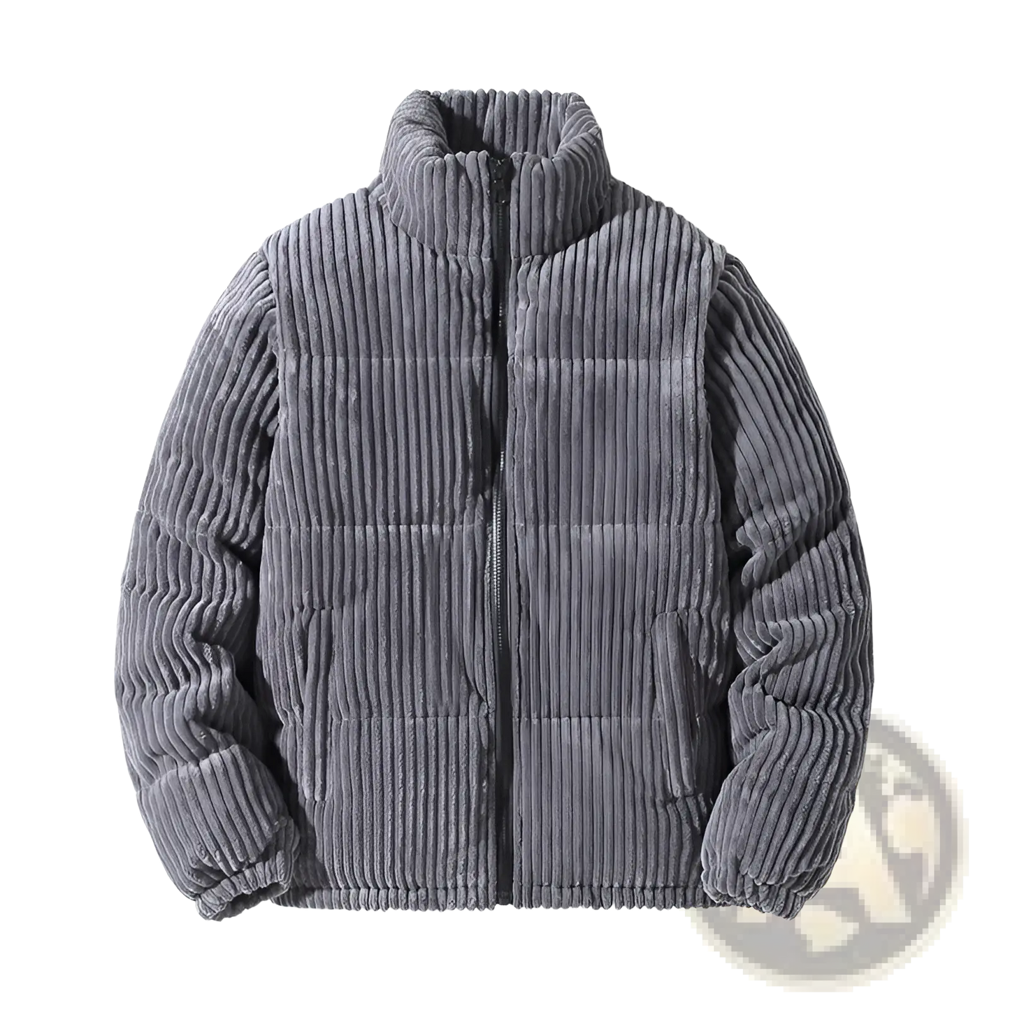 Men's Thickened Corduroy Puffer Jacket with High Collar