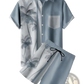 Men's Tropical Print Short Sleeve Shirt and Shorts Set