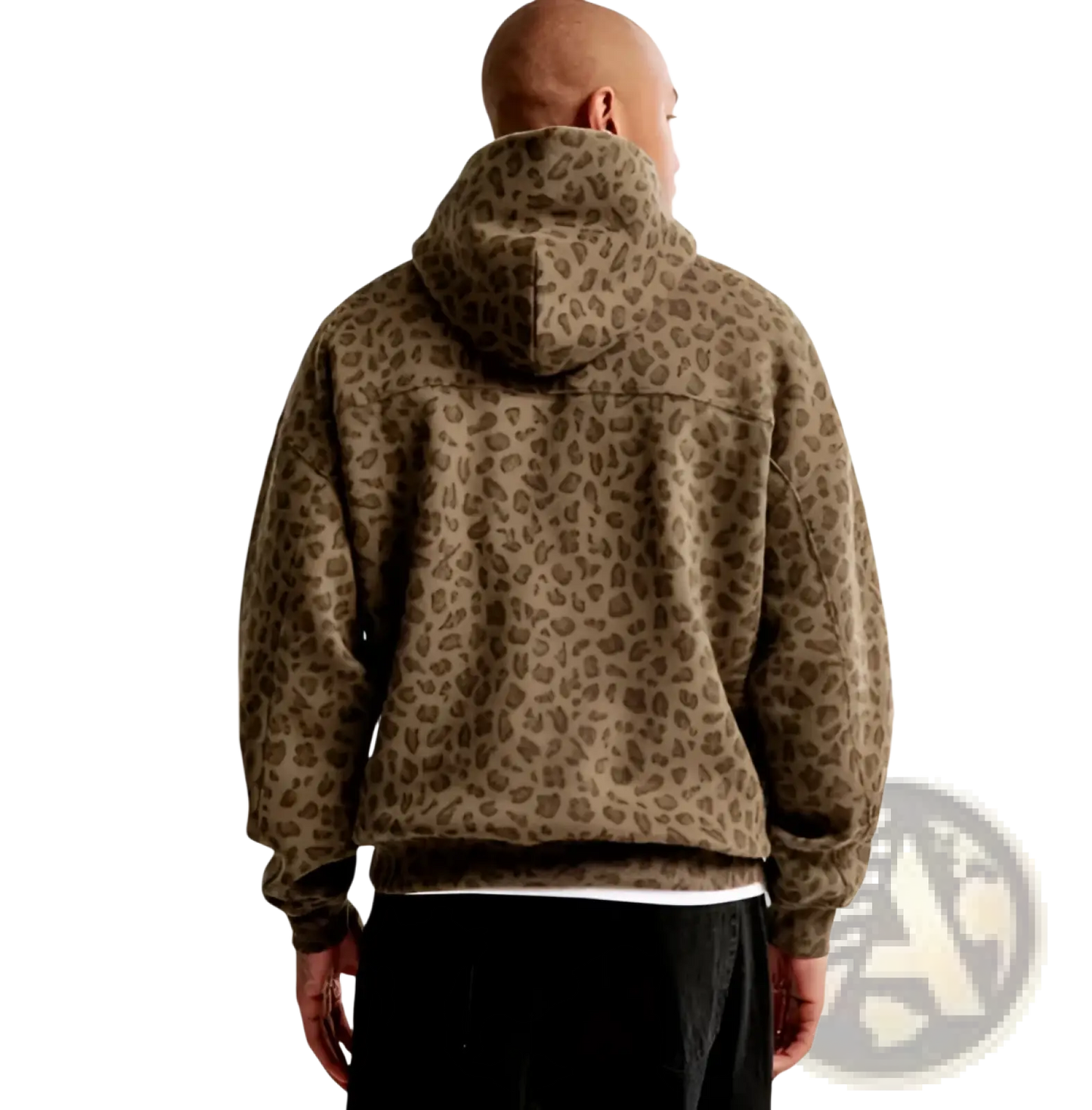 Men's Vintage Leopard Print Oversized Winter Hoodie