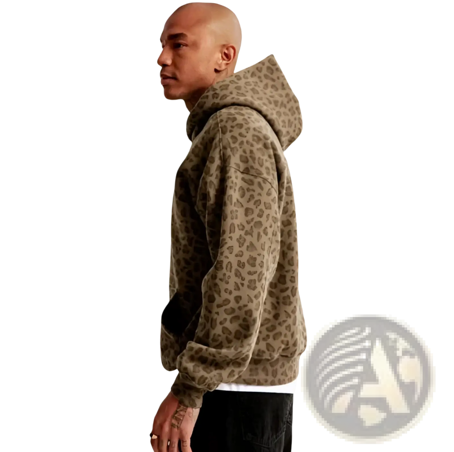 Men's Vintage Leopard Print Oversized Winter Hoodie