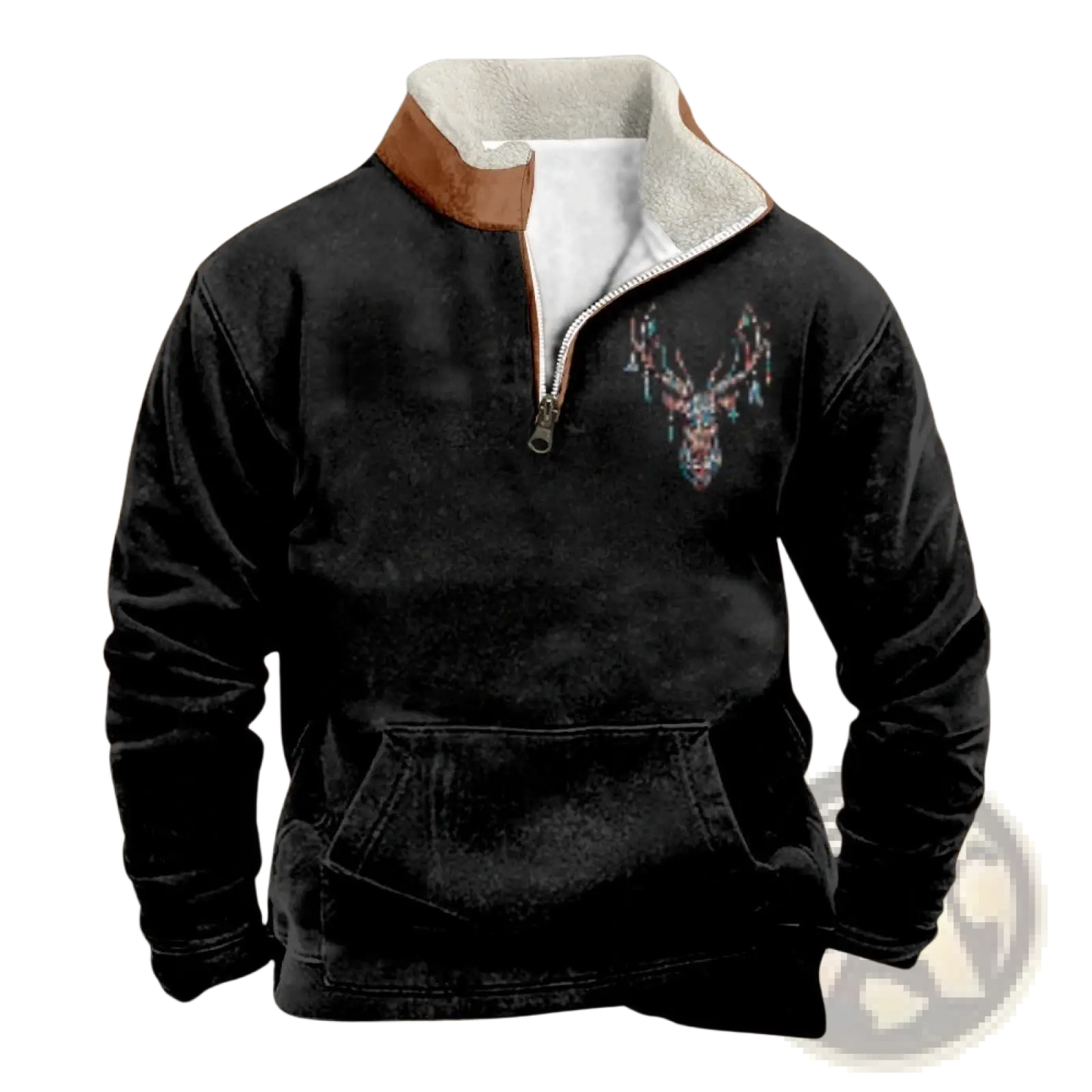 Men's Vintage Yellowstone Tribal Print Fleece Quarter Zip Jacket