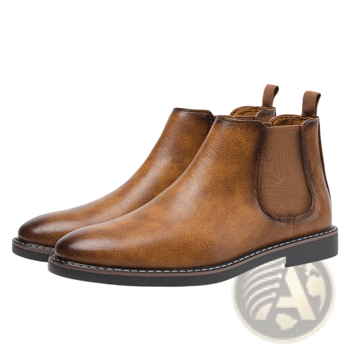 Men's Waterproof Leather Chelsea Boots with Tan Sole