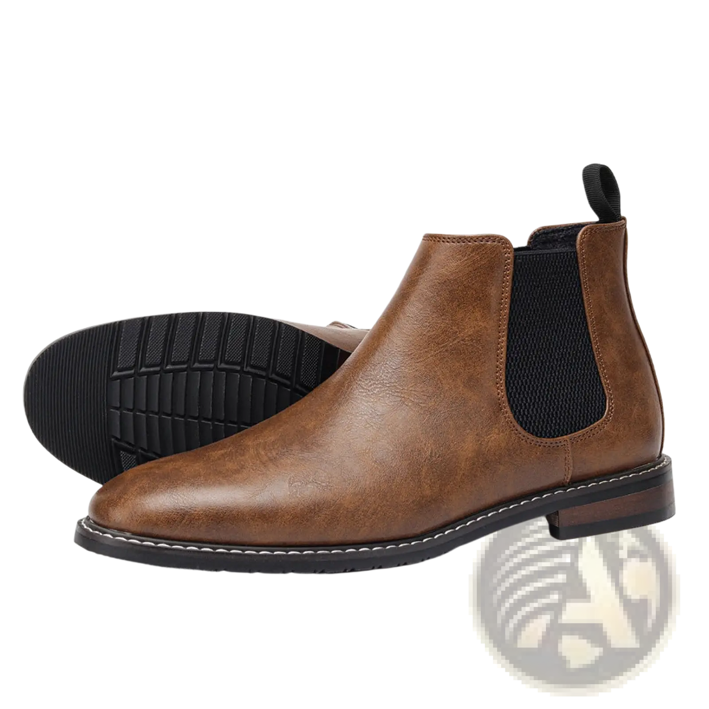 Men's Waterproof Leather Chelsea Boots with Tan Sole