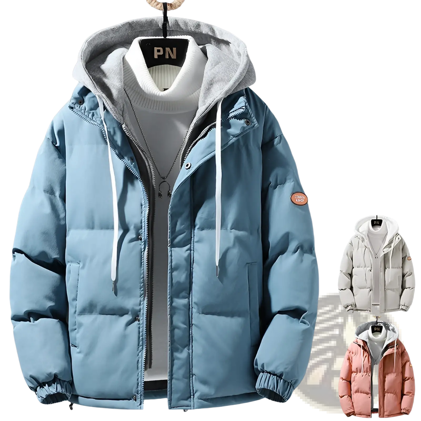 Men's Winter Windproof Layered Hooded Puffer Jacket