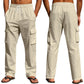 Men's Loose Fit Breathable Linen Wide Leg Cargo Pants
