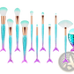 Mermaid Makeup Brush Set 11pcs Synthetic Fiber Kit