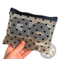 Mesh Makeup Bag with Black Heart Polka Dot Pattern
